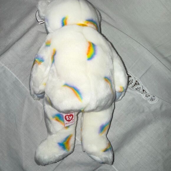Rare 2002 Ty Beanie Buddy Cheery 15” Rainbow Sun Bear – Mint with Embroidered Ty - Picture 16 of 16